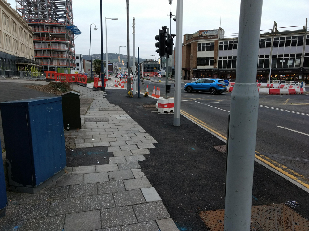 Roadworks, Pavement, Swansea Council